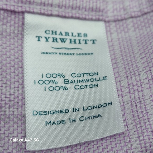 Charles Tyrwhitt Classic Fit Non Iron Pink Check Dress Shirt 17 1/2 36 - Picture 3 of 7